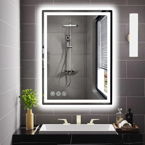LED Bathroom Mirror 24"x 32" with Stepless Dimmable Wall Mirrors with Anti-Fog, Dimmable CRI>90, Vanity Mirror with 3 Color Modes, Shatter-Proof, Memory Bathroom Mirror with LED Lights - Image 1
