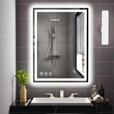 LED Bathroom Mirror 24"x 32" with Stepless Dimmable Wall Mirrors with Anti-Fog, Dimmable CRI>90, Vanity Mirror with 3 Color Modes, Shatter-Proof, Memory Bathroom Mirror with LED Lights - Image 1