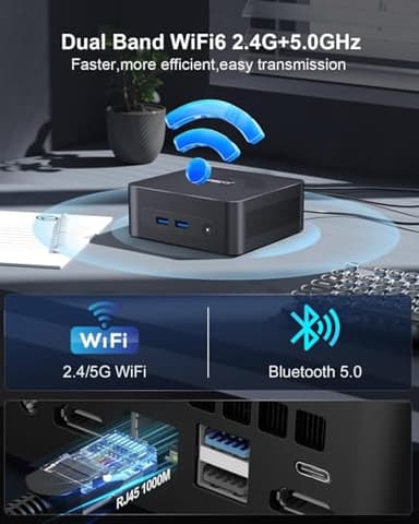 Ninkear N10 Mini PC Intel N100 (Up to 3.6GHz),16GB DDR4 RAM 512GB M.2 SSD, 4k UHD Dual Display HDMI/Type C/VESA, WiFi, BT, Gigabit Ethernet, Mini Desktop Computer for Home & Business - Image 7