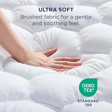 Bedsure Twin XL Mattress Pad - Soft Mattress Topper for College Dorm Room Essentials, Extra Long Twin Quilted Fitted Bed Cover Protector with 8-21 Inches Deep Pocket, Washable, White, 39x80 Inches - Image 2