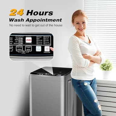 Portable Washing Machine, 25 LBS Full Automatic Washer with 10 Programs & 8 Water Levels, Top Load Clothes Washing Machines with LED Display for Home, Apartment, Grey - Image 6