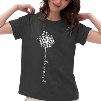 Dandelion Shirt for Women - Cute Wildflower Short Sleeved Tops, Summer Flower T-Shirt for Leisure & Outdoor Casual Wear - Image 5