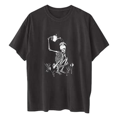 Wukreran Cute Graphic Tees for Teen Girls Womens Casual Y2K Tops Plus Size Tshirts Vintage Skull Graphic Tees Short Sleeve Blouse Trendy Loose Comfy Soft Shirts Vintage Graphic Tees - Image 4