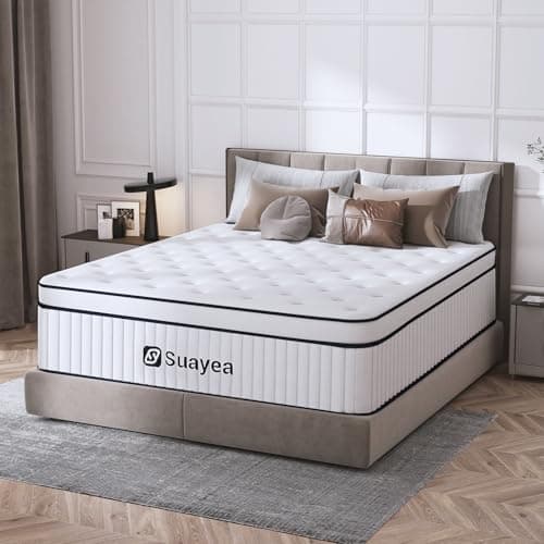 SUAYEA Queen Mattress, 12 Inch Queen Size Mattress in a Box, Pocket Spring and Soft Foam, Ultimate Motion Isolation, Strong Edge Support, Medium Firm - Image 1