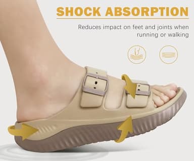 KuaiLu Womens Recovery Sandals Comfort Plantar Fasciitis Arch Support Ladies Orthopedic Adjustable Strap Sport Slides Open Toe Slip On Athletic Cushion Slippers Summer Beach Sandles Tan Brown Size 7 - Image 7