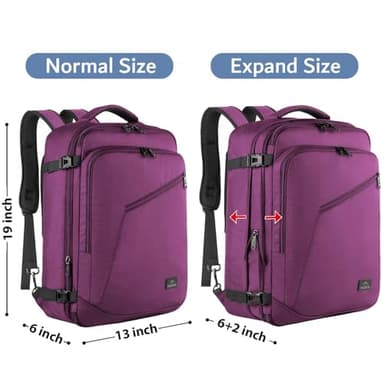 MATEIN Travel Backpack for Women, Expandable Flight Approved Carry on Backpack, Water Resistant Lightweight Suitcase, Large Business Weekender Daypack, Gift for Traveler, Purple - Image 6