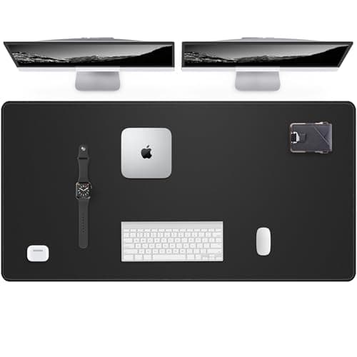 Leather Desk Pad Protector,48"x24" - Premium Desk Mat, Large Mouse Pad,Non-Slip Desk Blotter,Waterproof Desk Writing Pad for Office and Home(Black) - Image 1