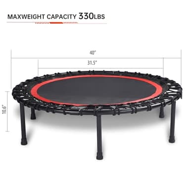 40" Foldable Rebounder Trampoline for Adults - Silent Fitness Bungee Rebounder, Home Exercise Trampoline for Low Impact Cardio, Indoor/Outdoor Portable Workout Trampoline - Image 5