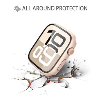 Misxi 2 Pack Tempered Glass Case Compatible for Apple Watch Series 11 (2025) Series 10 46mm, Hard PC Screen Protector Overall Protection Scratch-Resistant Cover for iWatch, 1 Rose Gold + 1 Transparent - Image 5