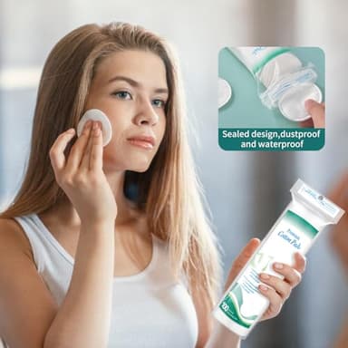 Premium Cotton Rounds for Face, 300 Count Makeup Remover Pads, 100% Pure & Natural Facial Cleansing Round Pads, Soft, Hypoallergenic, Lint-Free, Highly Absorbent - Image 6