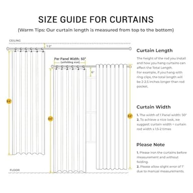 INOVADAY 100% Blackout Curtains for Bedroom, Black Out Curtains 84 Inch Long, Clip Rings Linen Blackout Drapes, Thermal Insulated Room Darkening for Living Room, 2 Panels - Beige,W50xL84 - Image 7