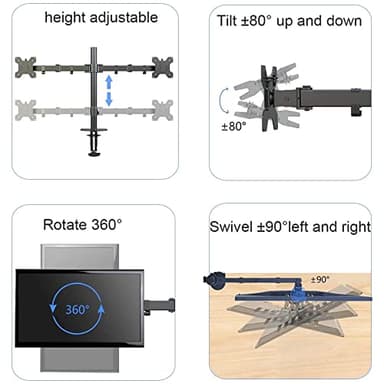 Suptek Monitor Mount, Adjustable Dual Monitor Arm Desk Mount Heavy Duty Monitor Stand fit for 27 inch Monitor Screens up to 22lbs,Black(MD9442) - Image 4