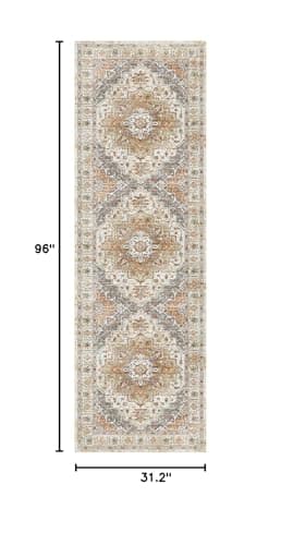 befbee 2.6'x8'Non Slip Runner Rugs - Runners for hallways, Kitchen,Entryway,Stain Resistant Washable Rugs for Bedroom, Indoor Vintage Area Rugs (Turmeric/Grey,2.6'x8') - Image 2