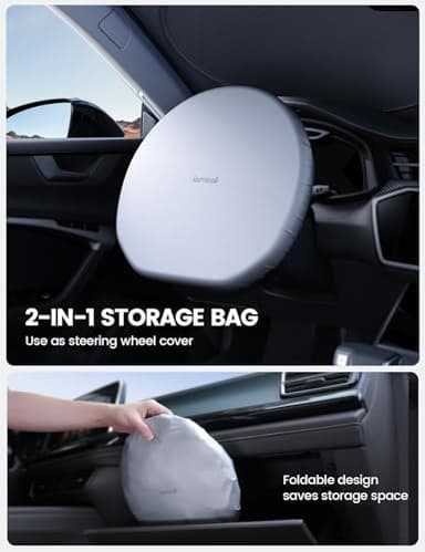 Lamicall Car Windshield Sun Shade – 4-Layer Reflective 240T Sun & UV Reflective Windshield Cover Sun Shade | Easy Install, Foldable | 64"x34" Windshield Cover for Medium Sedan, SUV - Image 5
