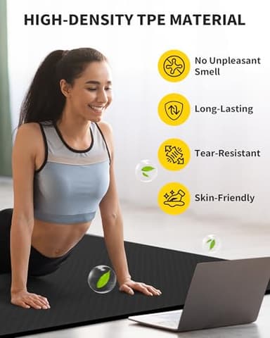 CAMBIVO Large Yoga Mat for Men and Women 1/3 & 1/4 Inch Thick, 72" x 48" Extra Wide Workout Mat, Exercise Fitness TPE Mat for Home Gym, Yoga, Pilates, Workout,Stretching,Meditation (Barefoot Exercise) - Image 5