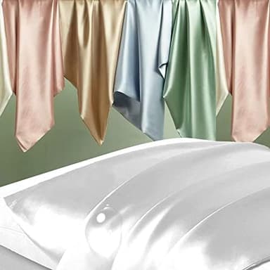 Silk Pillow Cases 2 Pack, Mulberry Silk Pillowcases Standard Set of 2, Health, Smooth, Anti Acne, Beauty Sleep, Both Sides Natural Silk Satin Pillow Cases for Women 2 Pack with Zipper for Gift,White - Image 4
