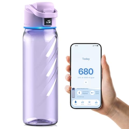 BOOST LITE Smart Water Bottle with Reminder to Drink Water, Motivate & Tracking Hydration Water Bottle with App, 32 oz Tritan BPA-Free Plastic Water Bottles for Gym, School, Office - Purple - Image 1
