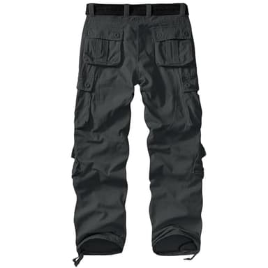 Men's BDU Casual Military Pants, Tactical Wild Army Combat ACU Rip Stop Camo Cargo Work Pants Trousers with 8 Pockets #7533 Black Grey 42 - Image 2