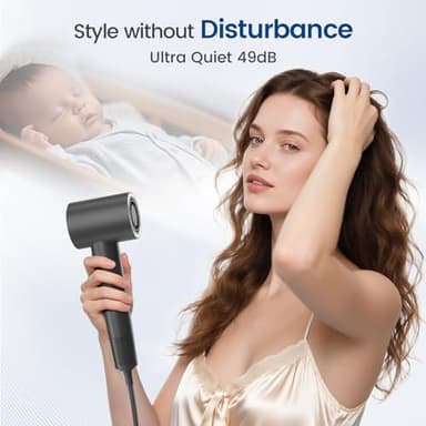 Hair Dryer with Diffuser,1-4min Fast Dry by 1400w, 3 Heat/Cool Wind Level,0.86lb Lightweight, 49db Low Noise, 2 Billion Plasma, Industry-Leading High-Speed Brushless Motor Blow Dryer for Home Travel - Image 2