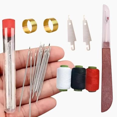Big Eye Steel Sewing Needles Kit, 34PCS Big Eye Steel Needles Set, Stainless Steel Needles for Hand Sewing, Stainless Steel Hand Sewing Needles, for Handcraft Lovers(34 pcs) - Image 1