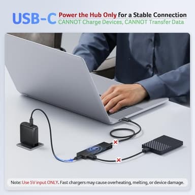 Acer USB Hub 4 Ports, Multiple USB 3.0 Hub, USBA Splitter for Laptop with Type C Power Port, Extender for A Port Laptop, PC, Desktop and More (2ft) - Image 5