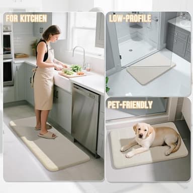 Yimobra Long Bath Mat 44"x24", Super Soft Quick Dry Memory Foam Bathroom Rug, Water Absorbent, Non Slip Backing Machine Washable for Tub Shower, Thick Comfort Support, Cream - Image 7