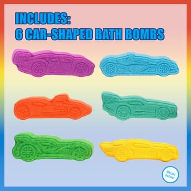 Hot Wheels 6 Piece Bath Bombs for Kids, Bubble Gum Scented, Bath Toys for Kids, Ages 3+, by Townley Girl - Image 2