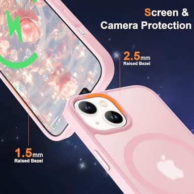 ORETECH Magnetic for iPhone 14 Case, [Compatible with Mag-Safe][2 Pcs Screen Protectors][15 FT Drop Protection], Frosted Translucent Shockproof Protective Phone Case for iPhone 14 Cover, Light Pink - Image 6