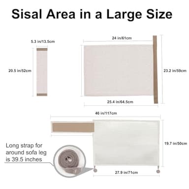 Cat Scratch Sofa Protector,27.6L*19.6Winch Cat Scratch Furniture Protector Pad Couch Arm Sheild with Natural Sisal for Protecting Couch Sofa Chair Furniture（Beige/Left Handed - Image 2