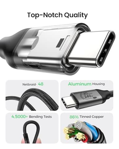 Silkland USB 4 for Thunderbolt 4 Cable 1FT, 40Gbps Data Transfer, 240W PD 3.1 Fast Charging, 8K/5K@60Hz, Short USB C Data Cable, Compatible for SSD, MacBook, iPhone 17/16, Docking, Hub - Image 6