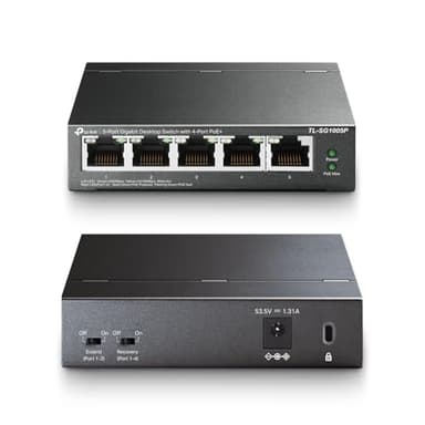 TP-Link TL-SG1005P, 5 Port Gigabit PoE Switch, 4 PoE+ Ports @65W, Desktop, Plug & Play, Sturdy Metal w/ Shielded Ports, Fanless, QoS & IGMP Snooping - Image 7
