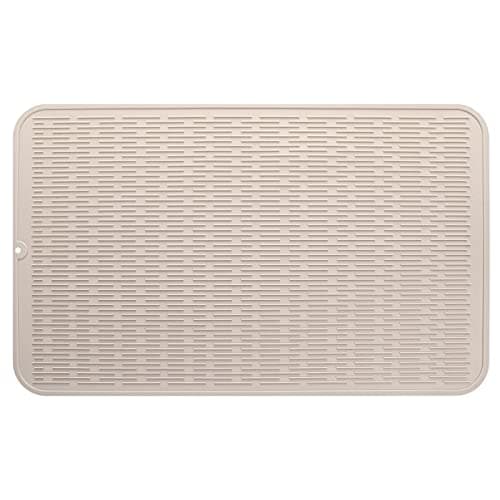 MicoYang Silicone Dish Drying Mat for Multiple Usage,Easy clean,Eco-friendly,Heat-resistant Silicone Mat for Kitchen Counter or Sink,Refrigerator or Drawer Liner Tapioca 3XL 28 inches x 18 inches - Image 1