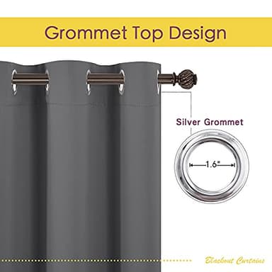 NICETOWN Grey Kitchen Blackout Short Curtain Panels for Bedroom, 45 Inch Long Thermal Insulated Grommet Top Blackout Draperies and Drapes (2 Panels, W42 x L45 -Inch, Grey) - Image 3