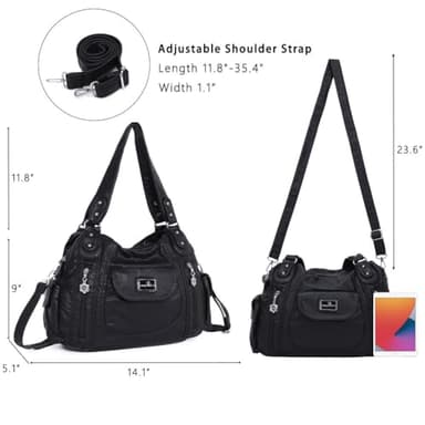 Angel Kiss Purses for Women, Large Shoulder Bag Hobo Tote Purse Mutipocket Faux Leather Satchel Hobo Purse - Image 3