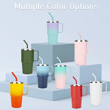 Sursip 24 oz Tumbler with Handle and Straw Lid, Double Wall Vacuum Stainless Steel Insulated Coffee Cup with 2 Lids, For Cold/Hot Drinks, Leak Proof, BPA-Free, Dishwasher Safe(Navy-1 Pack) - Image 8