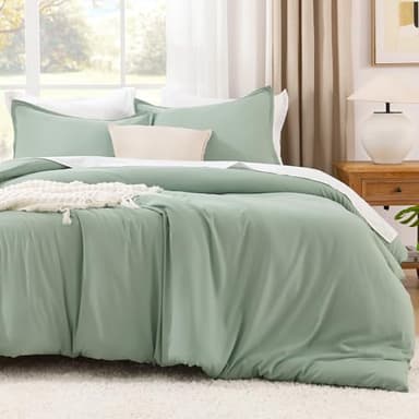 Litanika King Size Comforter Set Sage Green, 3 Pieces Lightweight Solid Comforter King Size, All Season Fluffy Down Alternative Comforter Bed Set Quilt Blanket - Image 2
