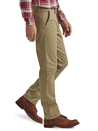 Lee Men's Flat Front Slim Straight Pant, Khaki, 30W x 32L - Image 2