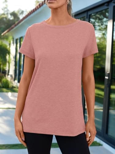 AUTOMET Womens Tops Shorts Sleeve Shirts for Summer Spring Beach Vacation Plus Size Oversized Casual Tee for Teen Girls 2025 02_Pink XL - Image 2