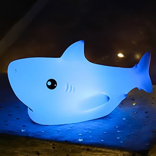 ZKLiLi Shark Night Light for Kid,Rechargeable Cute Squishy Lamp for Boys Girls Christmas Gifts Night Lights Kids Teens Toddler Baby Nursery Touch Room Decor Gift Toys - Image 1