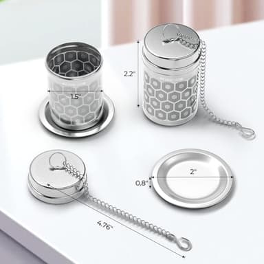 2 Pack Reinmoson Tea Strainers for Loose Tea, Extra Fine Mesh Tea Infuser, 304 Stainless Steel & Updated Slim Threaded Lid, Loose Leaf Tea Steeper for Black Tea, Rooibos, etc - Image 2