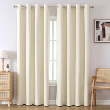 Airwill Grommet Blackout Curtains for Living Room Bedroom Window - Set of 2 Window Curtain Panels, Room Darkening, Thermal Insulated (W52 x L84 Inch, 2 Panels, Beige) - Image 1