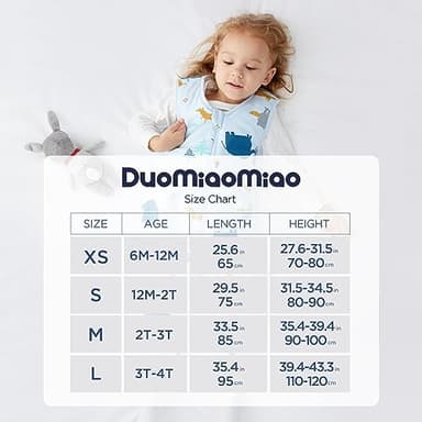 Duomiaomiao 2 Pack 0.5 TOG Toddler Sleep Sack 36-48 Months 100% Cotton Lightweight Baby Sleep Sack with Feet, Breathable Comfy Toddler Wearable Blanket - Image 7