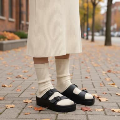 Goosecret Women's Platform Sandals with Arch Support Chunky Lightweight Foam Slip on Slides Comfortable Summer Beach Sandals with Adjustable Buckle Black, 39(size 8-8.5) - Image 2