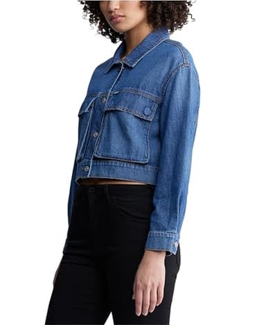 Buffalo David Bitton Women's Teagan Boxy Cropped Denim Jacket, Authentic Worn - Image 2