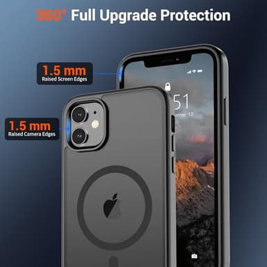 SUPFINE Magnetic for iPhone 12 Case/iPhone 12 Pro Case (Compatible with MagSafe)(Military Grade Drop Protection) Translucent Matte Shockproof Phone Cover,Black - Image 4