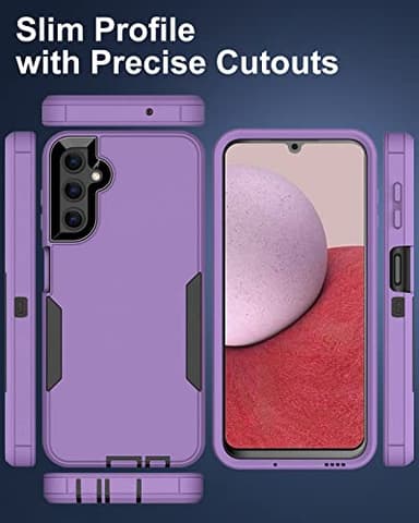 Dahkoiz for Samsung Galaxy A14 5G Case, with Tempered Glass Screen Protector and Dust-Proof Port Cover, Full Body Protection Rubber Cover Phone Case for Samsung Galaxy A14 5G, Black/Purple - Image 2
