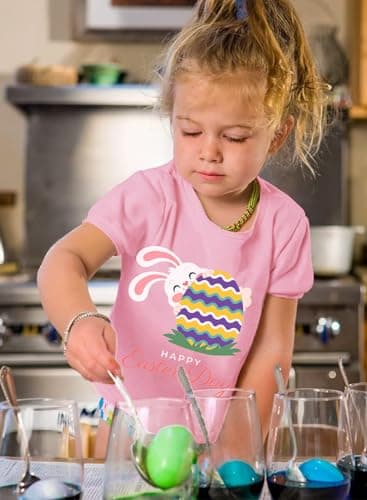 Baby Girl Bunny Shirts Toddler Easter Day T-Shirt Short Sleeve Rabbit Outfit Kids Easter Eggs Tee Top 2T - Image 2