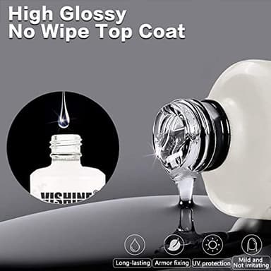 Vishine Top Coat- 15ML No Wipe Top Coat Gel Nail Polish High Gloss Shine Finish Long Lasting Home DIY Professional Manicure - Image 3