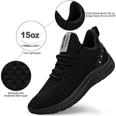 Feethit Mens Slip On Walking Shoes Blade Tennis Shoes Non Slip Running Shoes Lightweight Workout Shoes Breathable Mesh Fashion Sneakers All Black Size 8.5 - Image 2