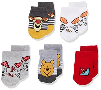 WINNIE THE POOH unisex baby Winnie the Pooh 5 Pack Shorty Socks, Assorted Neutral, 12-24 Months US - Image 1